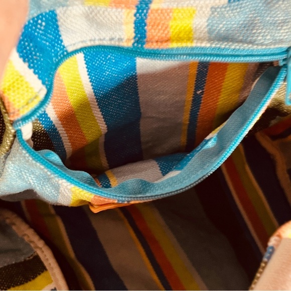 Coldwater Creek 100% Cotton Canvas Candy Stripe Tote Book Bag Hobo Purse - Picture 8 of 11